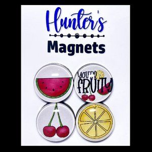 Set of 4 Magnets - Fruity Watermelon Glass Refrigerator Kitchen Whiteboard